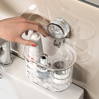 Suction Cup Facial Tissue Dispenser Bathroom Wall-Mounted Storage Basket for Cosmetics and Toiletries, No-Drill Installation