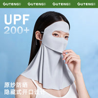UV Protection Breathable Ice Silk Sun Mask with Neck Gaiter and Drink Opening
