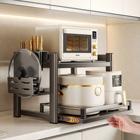 Kitchen Microwave Oven Rack Countertop Multi-functional Pull-out Multi-layer Stand Rice Cooker Appliance Oven Storage Shelf