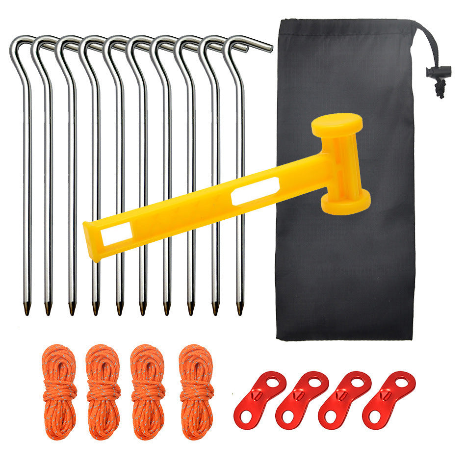 Aluminum Alloy Tent Stakes Kit with Wind Ropes and Hammer for Camping