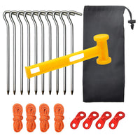 Aluminum Alloy Tent Stakes Kit with Wind Ropes and Hammer for Camping