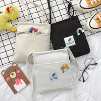 Women's Canvas Crossbody Bag, Casual Small Shoulder Purse for Students