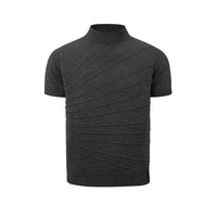 Men's Striped Slim Fit Knitted T-Shirt Ice Silk Quick Dry Short Sleeve Business Casual Top