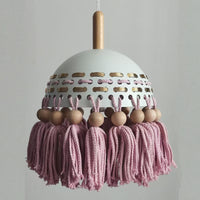 Bohemian Hand-Woven Cotton Rope Lampshade Pendant Light for Bedroom Decor