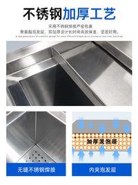 Stainless Steel Insulated Ice Cart with Wheels, Commercial Grade Large Capacity Ice Bin for Beverage Shops