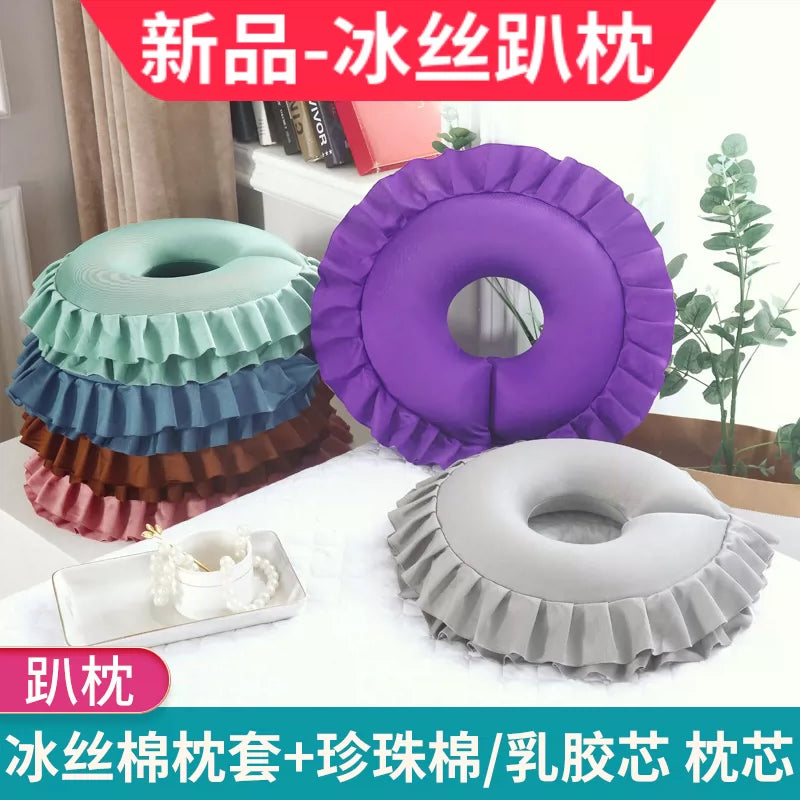 U-Shaped Latex Massage Pillow for Beauty Salon Beds, Face Cradle Cushion with Hole