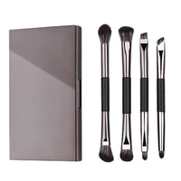 Little Sparrow Double-Ended Eyeshadow Brush Set with Mirror, Portable Eyeliner Makeup Brushes, Soft Bristle Kit