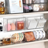 Bathroom Mirror Cabinet Organizer Clear Acrylic Cosmetic Storage Box Wall-Mounted for Cotton Pads Swabs Lipsticks