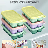 Silicone Ice Cube Tray with Press-Type Ice Release, Food-Grade Ice Mold for Home Freezers, Pudding Yellow and Grape Purple