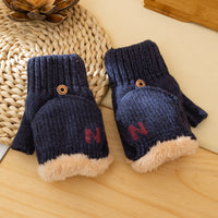 Men's Winter Flip-Top Fingerless Gloves with Windproof Thermal Lining for Cycling