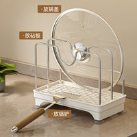 Stainless Steel Pot Lid Holder with Drain Rack for Kitchen Countertop Sink