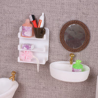 Dollhouse Miniature Bathroom Wall Shelf for Toiletries Toothbrush Storage