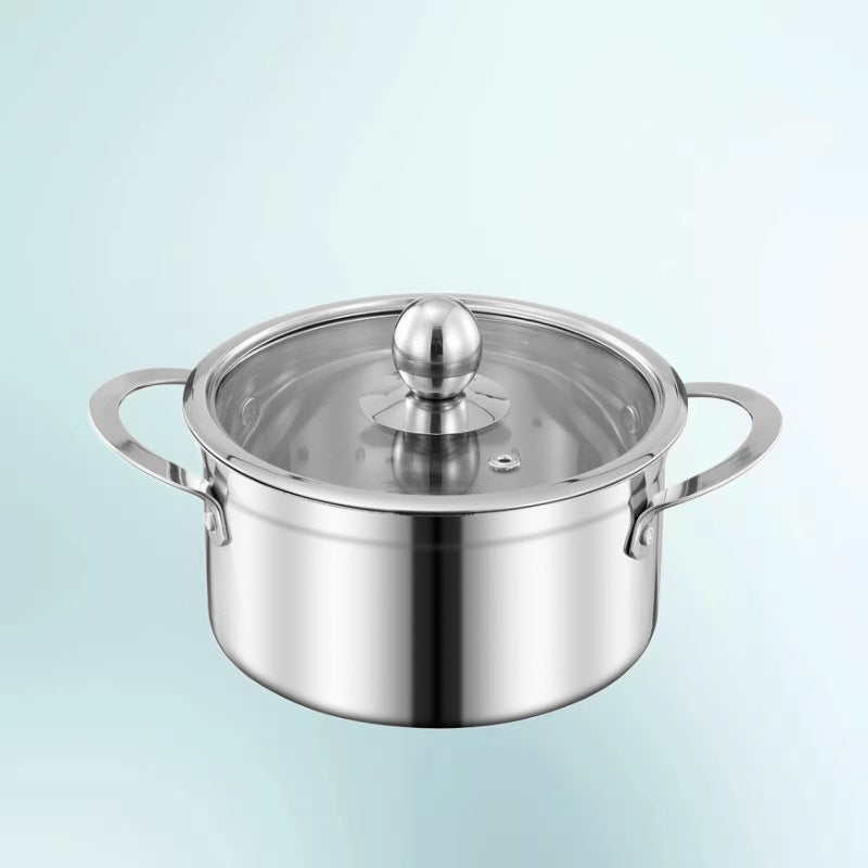 Mini Stainless Steel Hot Pot with Double Handles, 16cm Individual Shabu-Shabu Soup Pot