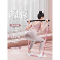 Resistance Band Set with Pilates Bar for Home Fitness, Glute and Back Training