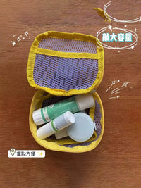 Portable Mesh Travel Cosmetic Bag with Handle, Multi-functional Organizer Pouch for Toiletries and Accessories