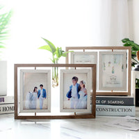 Creative Double-Sided Rotating Wooden Photo Frame for 4R Pictures