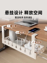 Under Desk Cable Management Tray, No-Drill Power Strip Holder for Wire Organization