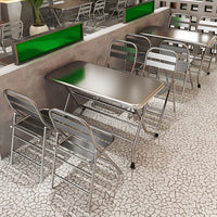 Industrial Style Stainless Steel Folding Dining Table and Chair Set for Restaurants and Outdoor Use