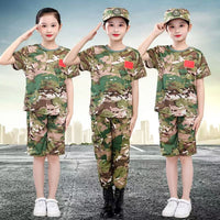 Kids' Camouflage T-Shirt & Pants Set for Summer Camp & Military Training