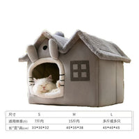 Enclosed Pet House Bed for Cats and Small Dogs, Warm and Washable