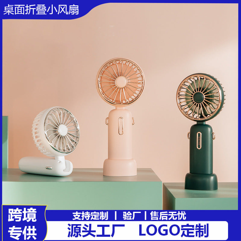 Portable USB Rechargeable Handheld Fan with Foldable Neckband for Desktop and Sports