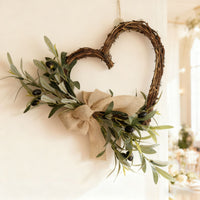 Artificial Olive Heart Wreath for All Seasons - Festive Home & Wedding Decor