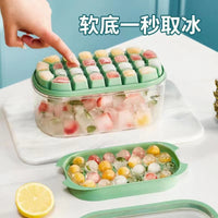2-in-1 Ice Cube Tray with Storage Bin, Quick Release Ice Maker Mold, Food-Grade