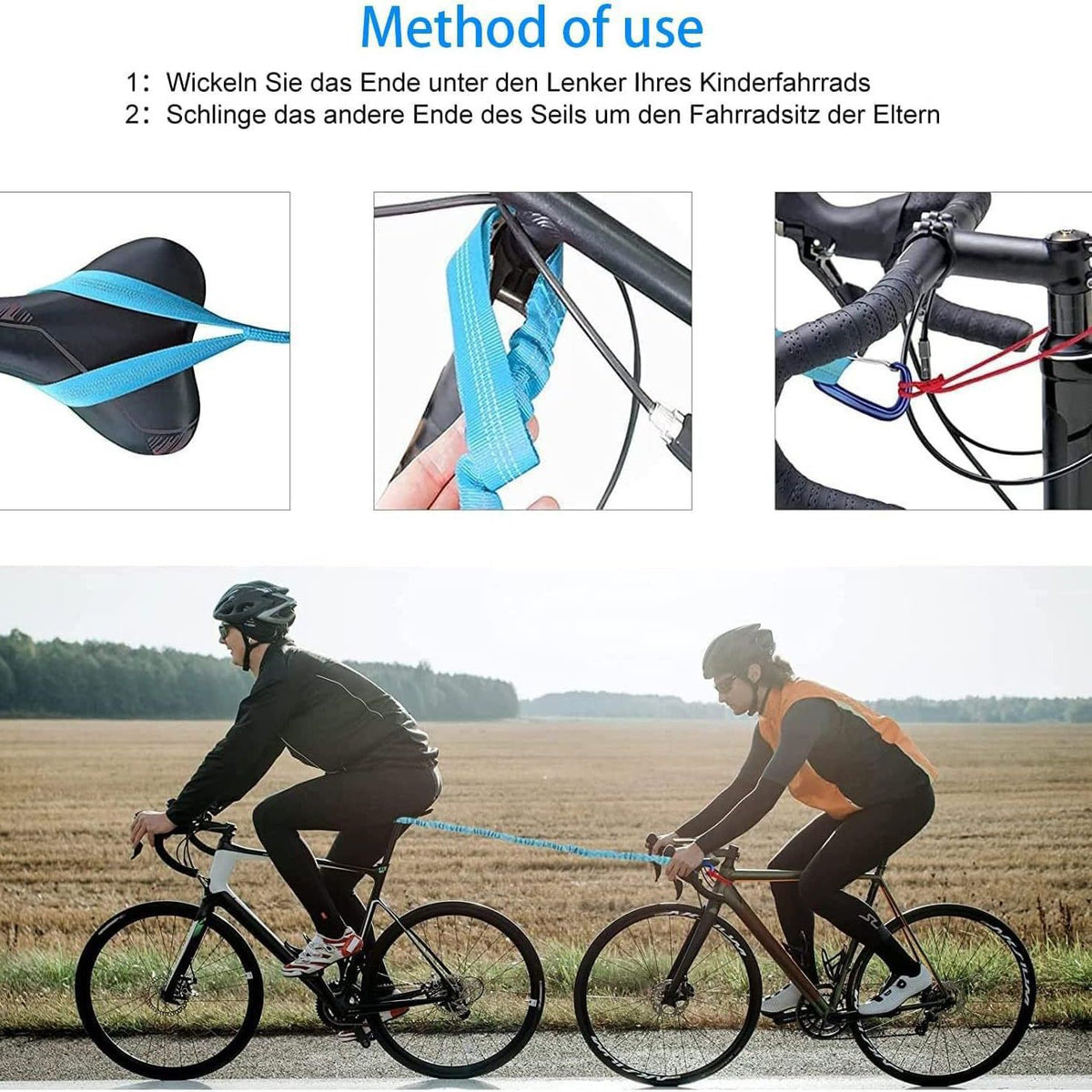 Bicycle Tow Rope for Outdoor Cycling, Mountain Bike Elastic Pull Rope for Parent-Child Riding