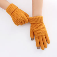 Unisex Touchscreen Winter Cycling Gloves - Warm, Windproof, Thickened Knit with Pineapple Texture