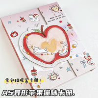 A5 4-Pocket Red Apple Cat Magnetic Album for Photocards & Collectibles
