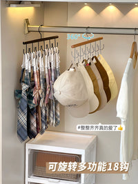 Multi-functional Belt Tie Scarf Hanger with Hooks for Closet Organization