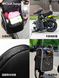 Waterproof Reflective Front Handlebar Bag for Electric Scooter & Bicycle - Foldable Storage for Charger & Essentials