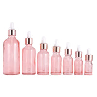 Pink Glass Dropper Bottles for Essential Oil, Serum, Lotion, Cosmetic Refill Bottle, 10ml 30ml 50ml