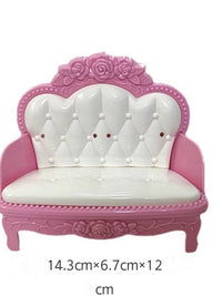 Dollhouse Miniature European Style Sofa and Chaise Lounge Set for Living Room Decor