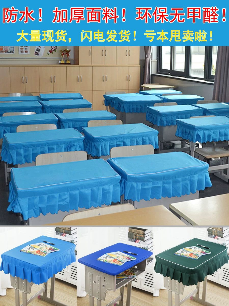 Thickened Waterproof School Desk Cover for Students - Blue Learning Tablecloth for Primary and Secondary School Desks
