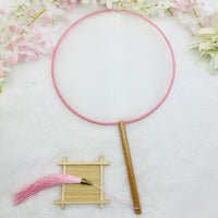 Long Handle Silk Fan for DIY Painting and Embroidery