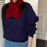 Women's 100% Wool Cross Scarf with Colorful Flecks, Korean Style Warm Neck Warmer for Autumn/Winter