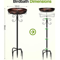 SDY Outdoor Metal Bird Bath Feeder for Garden Yard Lawn