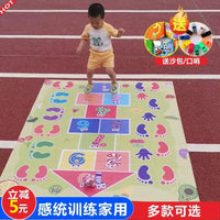 Cartoon Hopscotch Play Mat for Kids, Sensory Training Game with Sandbag, Autism Therapy Toy, Parent-Child Interactive Fun