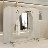 Stainless Steel Garment Rack with Wheels or Foot Pads for Retail Display