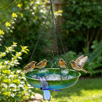 Hanging Iron Bird Feeder & Bath for Garden & Patio