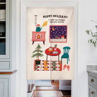 Japanese Style Kitchen Doorway Curtain Half-Curtain for Oil Fume Protection and Room Divider
