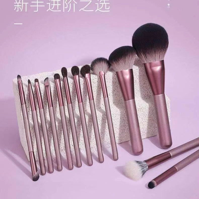 12-Piece Mangosteen Makeup Brush Set with Storage for Beginners