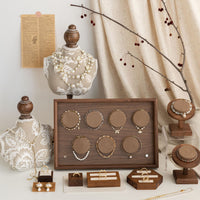 Vintage Walnut Wood Jewelry Display Stand for Bracelets, Necklaces, Rings, and Collectibles
