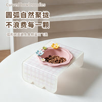 Ceramic Pet Bowl with Acrylic Stand for Cats and Dogs, Elevated Food and Water Dish for Neck Protection