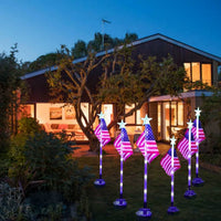 Solar American Flag Lawn Light for Independence Day Decoration, Outdoor LED Solar Powered Garden Stake Lamp