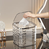 Mini Desktop Trash Can with Glacier Pattern Press-Type Lid for Office Bedroom Countertop
