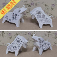 DIY Ox Year Zodiac 3D Papercraft Model Kit for Kids - Bull Paper Sculpture Ornament