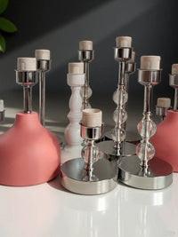E27 White Painted Metal Straight Rod Table Lamp Base with Touch Control