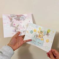 Japanese Baby Bear & Rabbit Greeting Cards for Newborns & Baby Showers